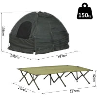 Set da Campeggio Tenda Letto 2 Persone Materasso Gonfiabile con Borsa per il Trasporto Polietilene Verde