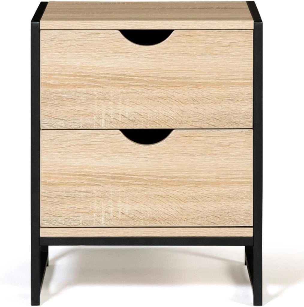 Set di 2 comodini Detroit con 2 cassetti Design Industriale