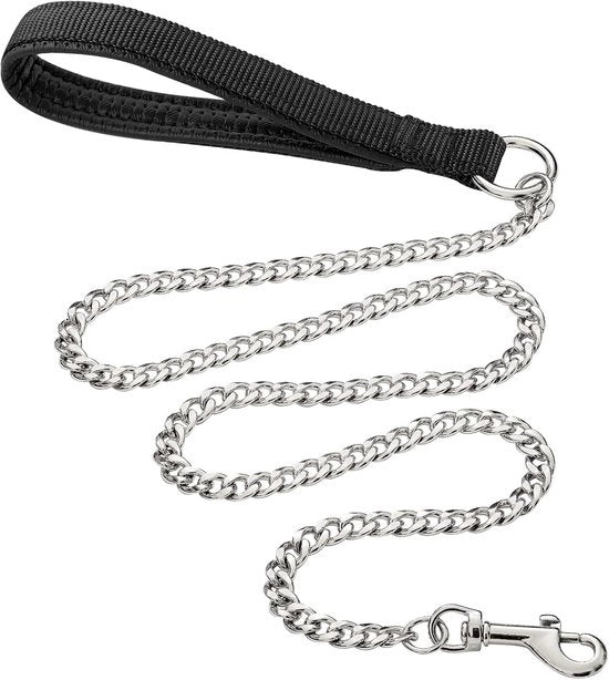 Cintura metallica per cani con maniglia rivestita per cani grandi e medi (180 cm x 3 mm)