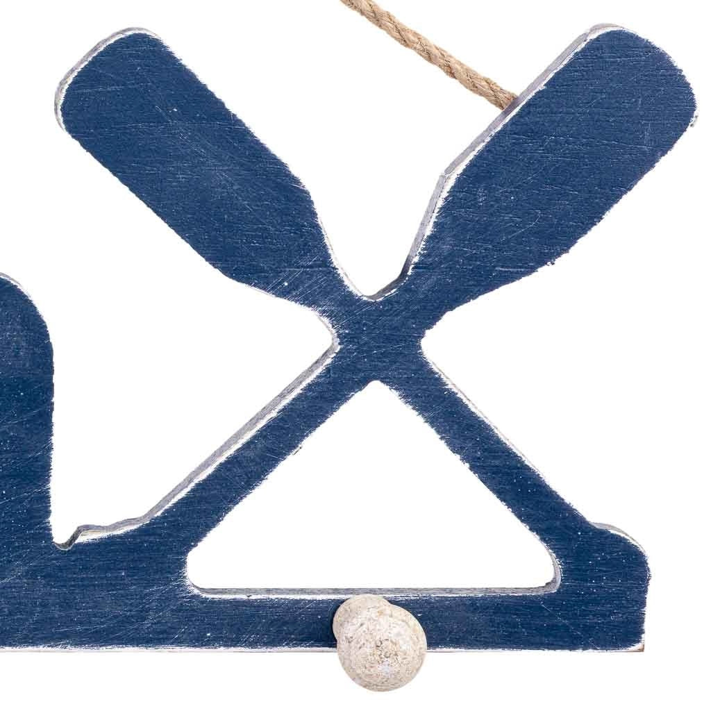 Appendiabiti da parete in legno blu con 3 ganci, 38x4.5x24 cm