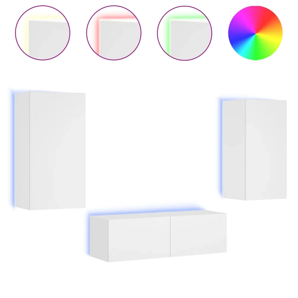 Mobili TV a Muro 3pz con Luci LED Bianchi 3216874