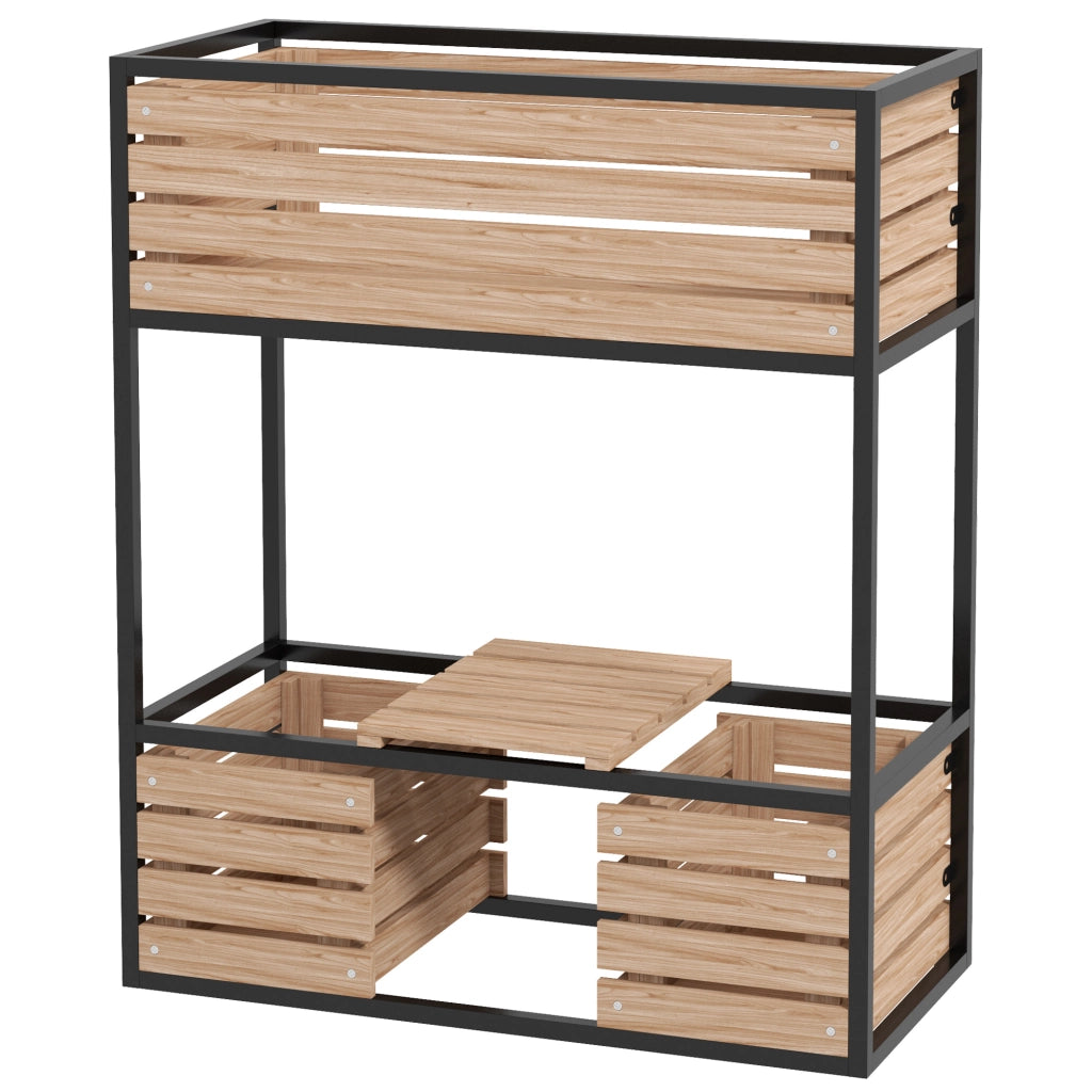 Fioriera Gradinata Giardino ¨C Zephmum ¨C Naturale Nero 83x39x100 cm