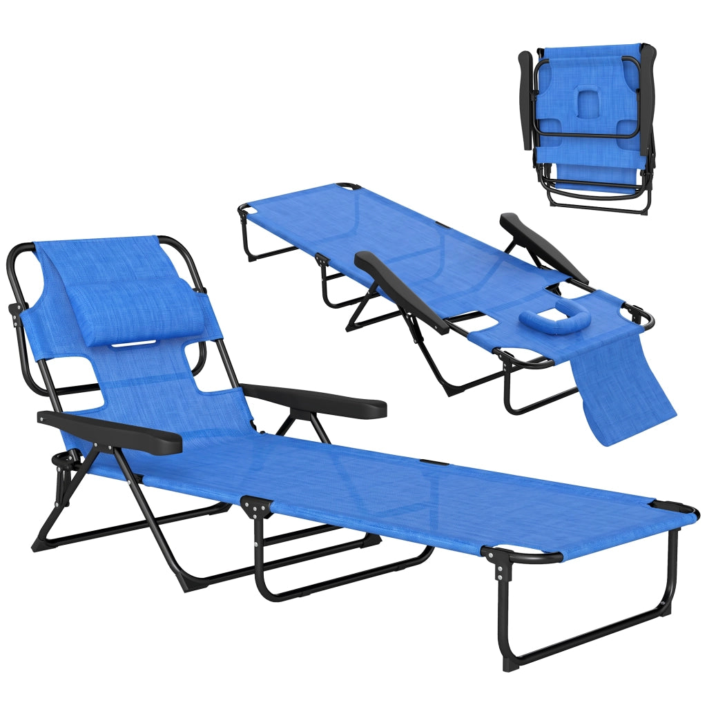 Lettino da giardino pieghevole ¨C zephmum ¨C nero e blu scuro 194x72x31 cm