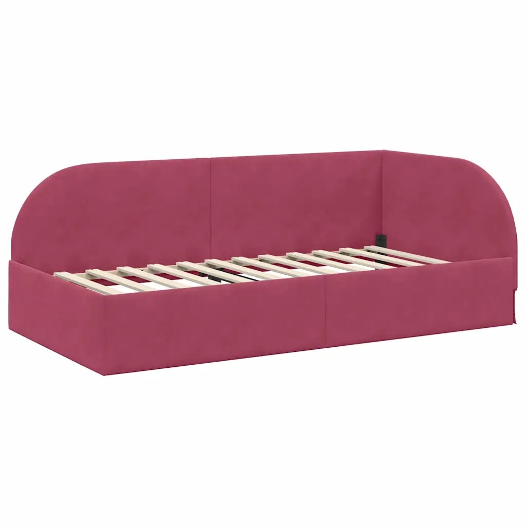 Struttura Letto Angolare con Materasso 2 pz-Giroletto con materasso Rosso Velluto