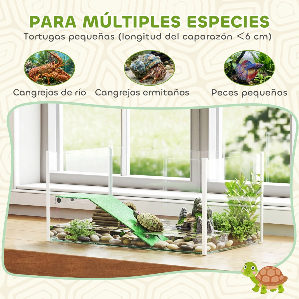 Terrario per Tartarughe con Rampa ¨C zephmum ¨C Bianco 60x35x28 cm