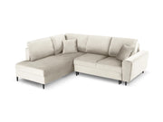 Cosmopolitan Design - Divano convertibile angolare sinistro con contenitore "Kyoto" 5 posti in velluto beige chiaro 