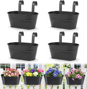 4 pezzi di vasi fiori in metallo neri - accessori per giardino