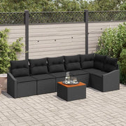 Set Divano da Giardino con cuscino 7 pcs Nero polyrattan 3347842