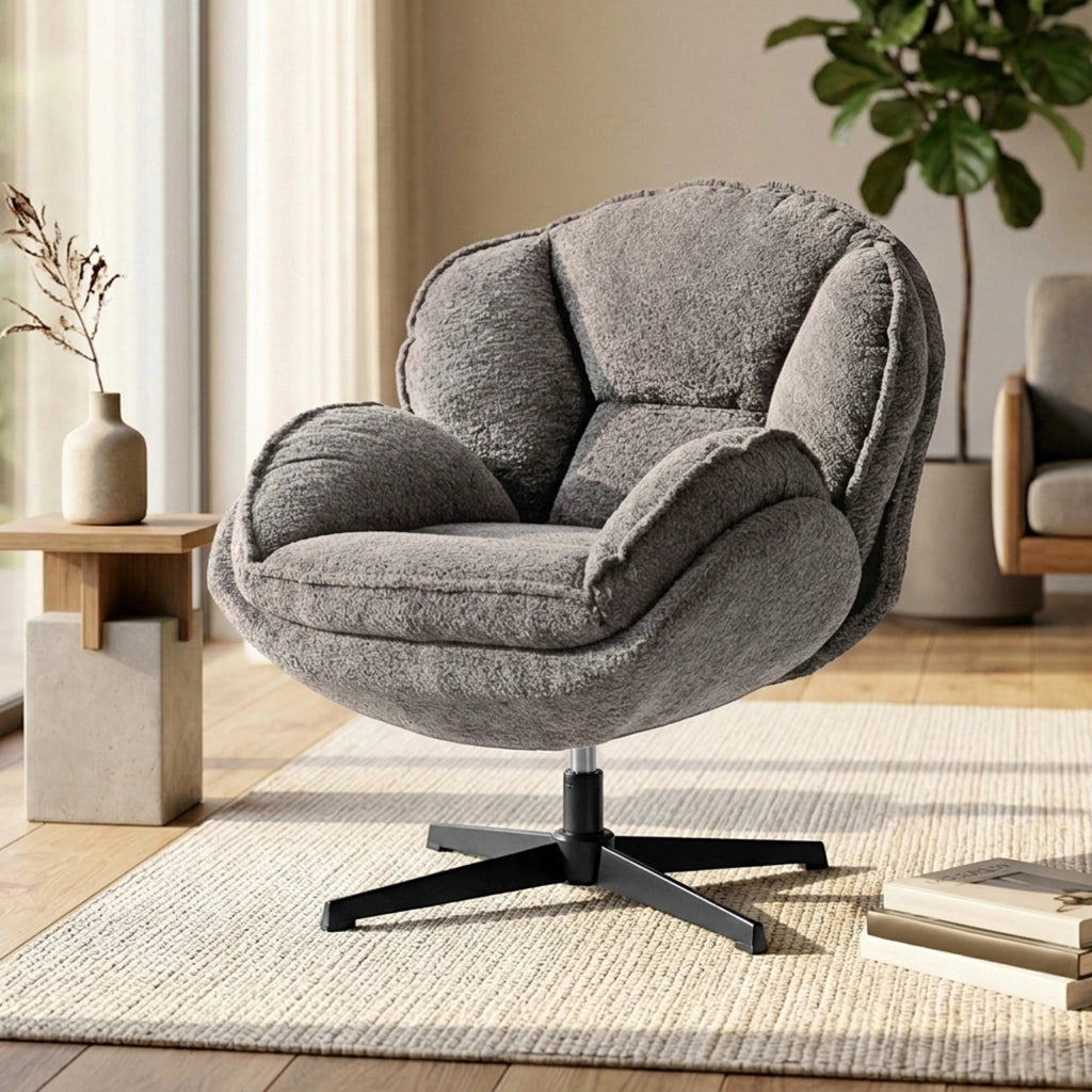 Poltrona in velluto reclinabile girevole ¨C Zephmum ¨C Grigio