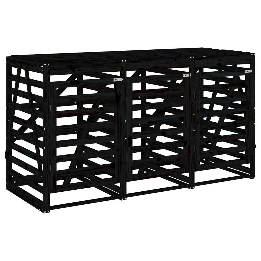 Copribidone Triplo Nero in Legno Massello di Pino 3157695