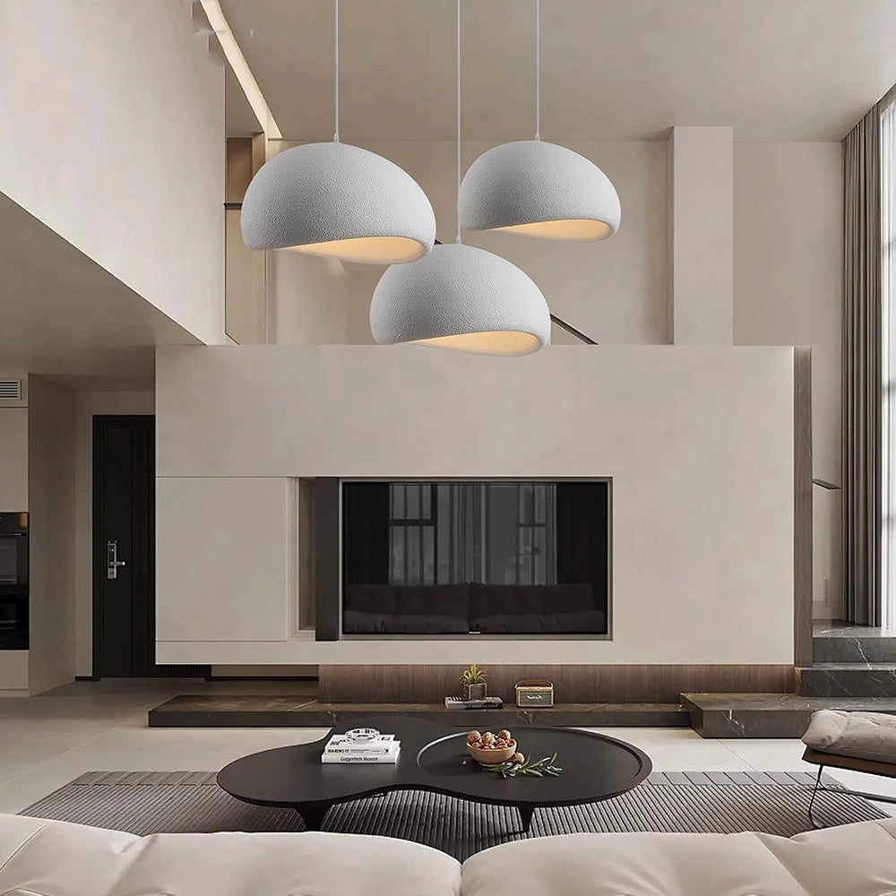Trade Shop - Lampadario A Sospensione Soffitto Effetto Pietra Bianco ø40/50/60cm Attacco E27 Ip20 B16-b -