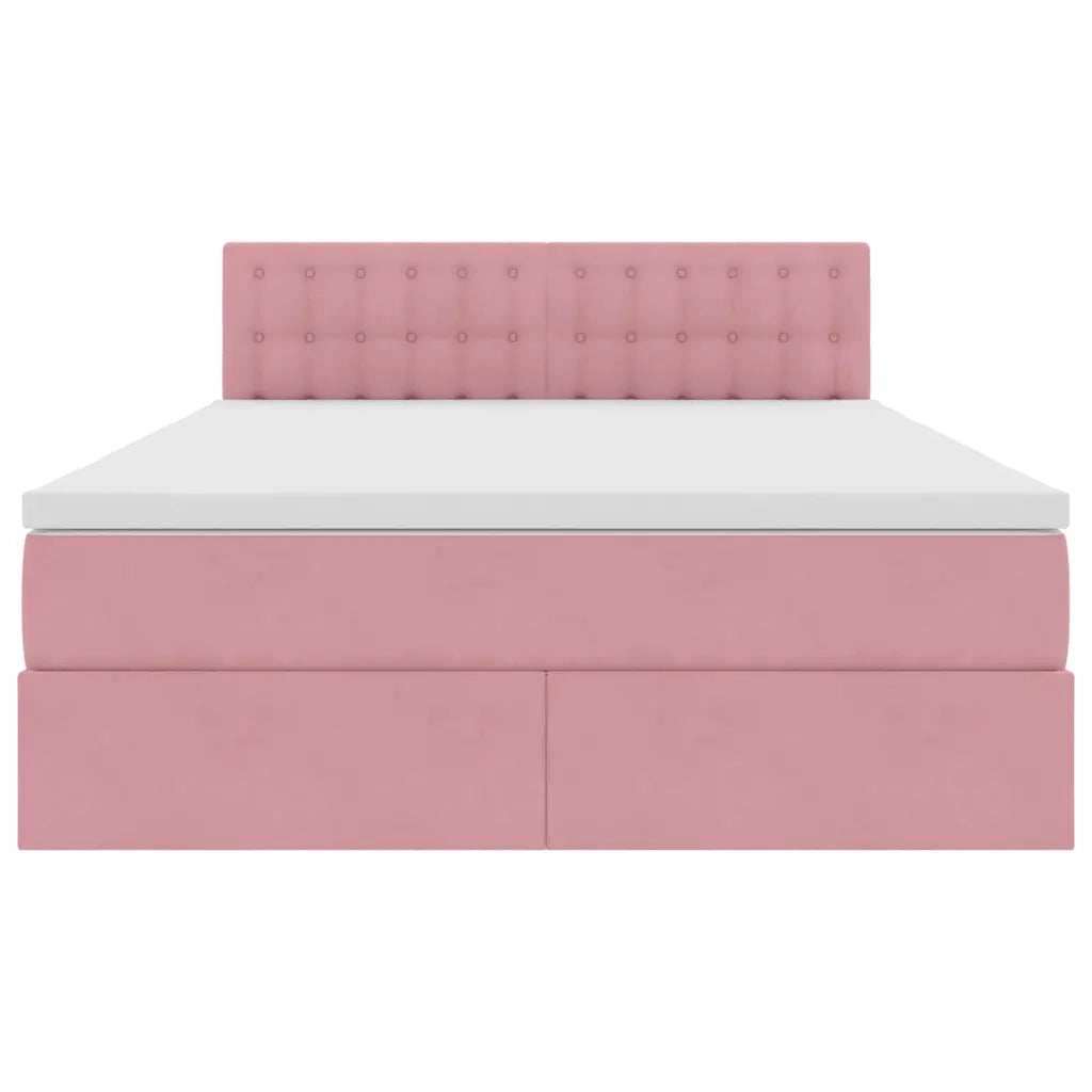 Letto con contenitore e LED con led Rosa 140 x 190 cm Velluto 3371516