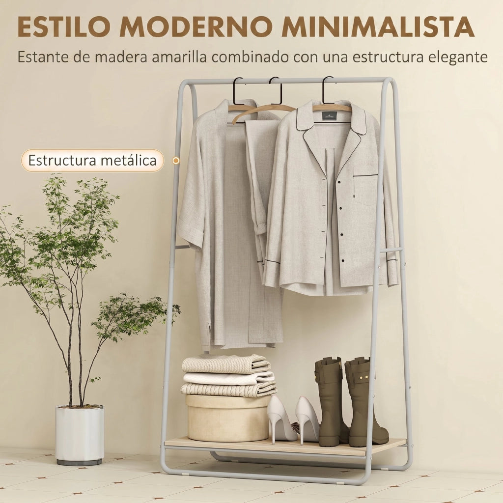 Appendiabiti 3 in 1 con Ripiano per Scarpe ¨C Zephmum ¨C Grigio Metallo