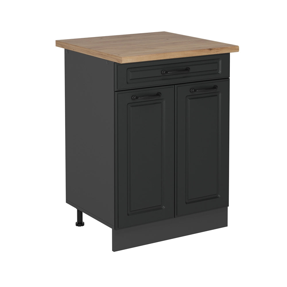 Vicco Mobiletto base per cucina Antracite casa di campagna 60 cm , PL Rovere