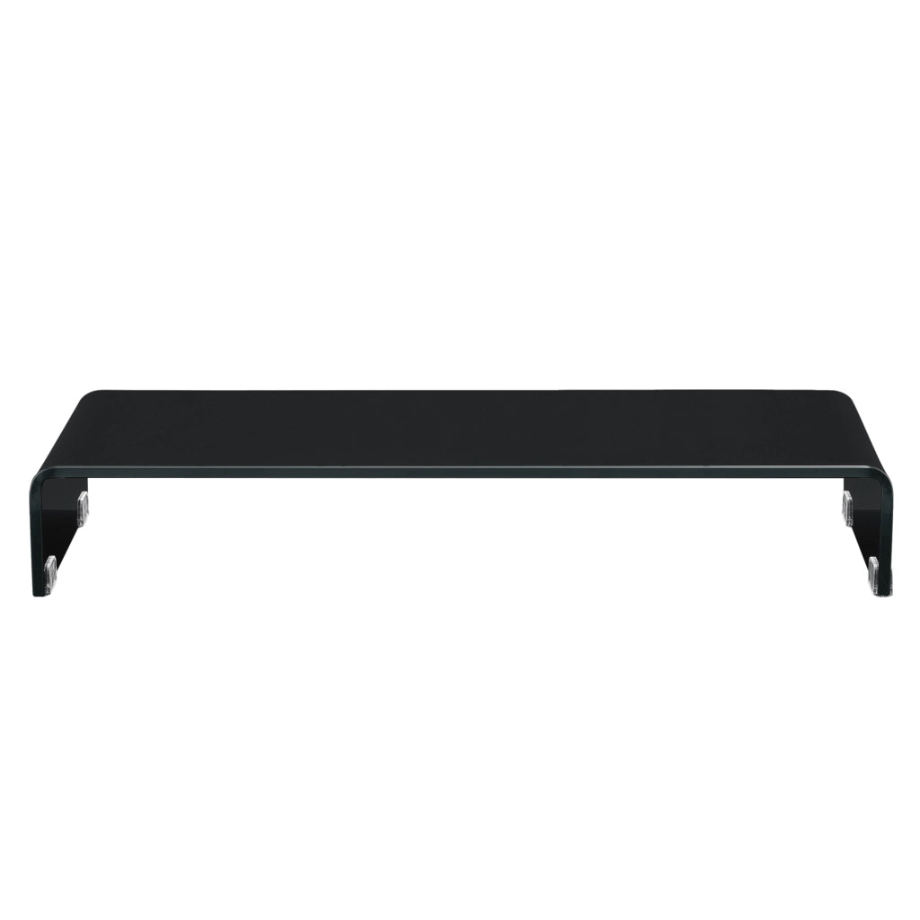 Supporto di Rialzo Monitor/TV/PC Portatile 120 x 30 x 13 cm Mobile in Vetro Base per Schermi - Nero Lucido, Laccato