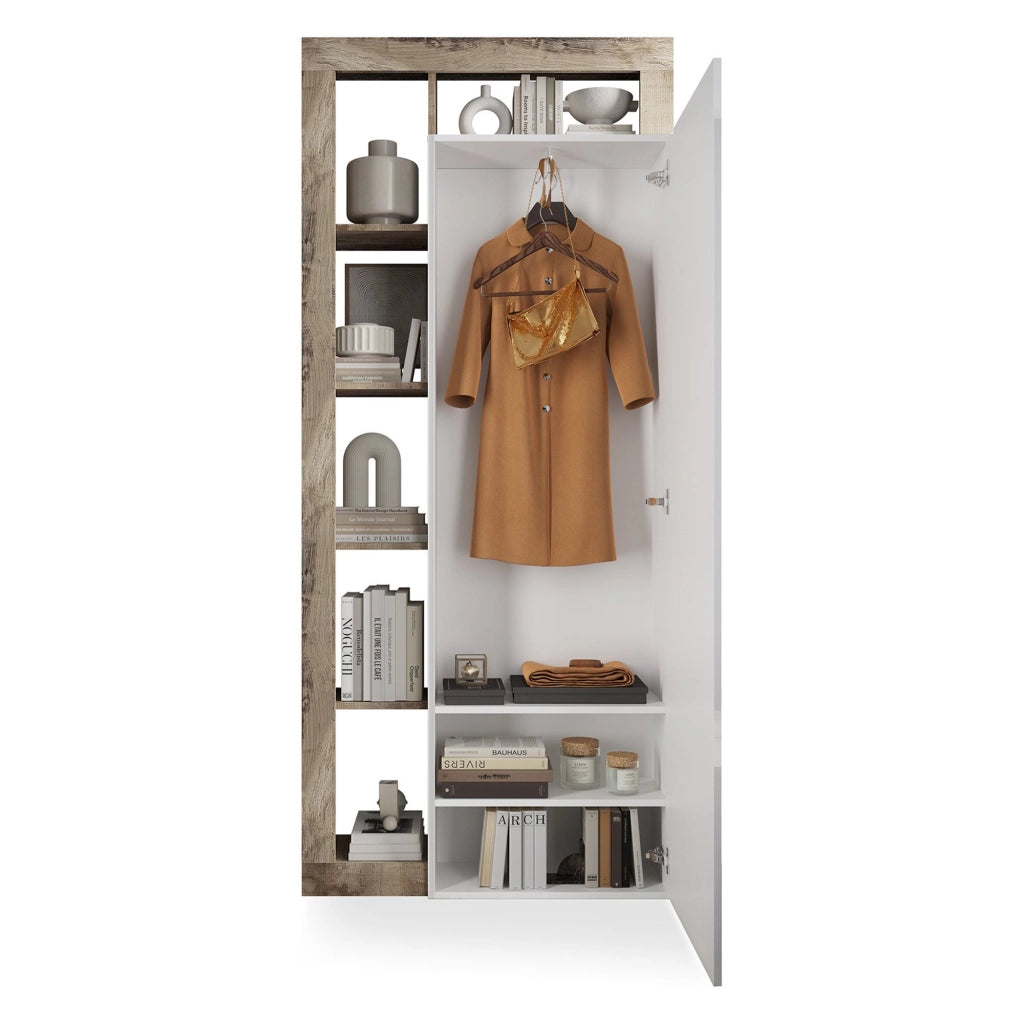 Gonzaga, Mobile da Ingresso Specchio Incluso, 90.5x30x210h cm Marrone Pero