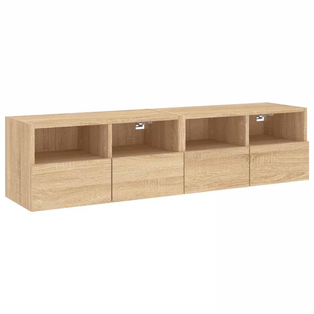 Mobili TV Parete 2pz-Set di 2 Credenza per TV sospesa Rovere Sonoma 60x30x30cm Legno Multistrato