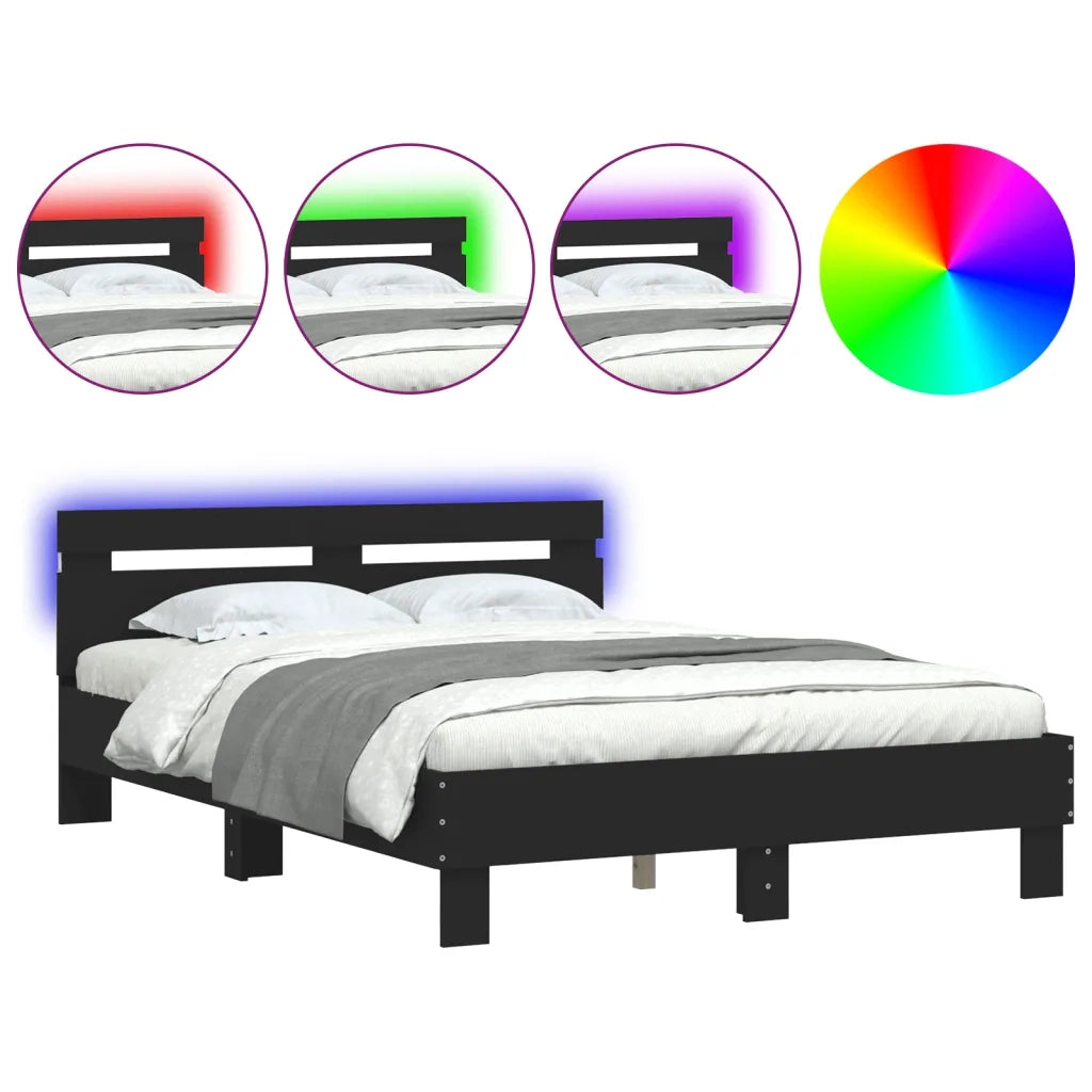 Giroletto con Testiera e LED Nero 120x200 cmcod mxl 133996