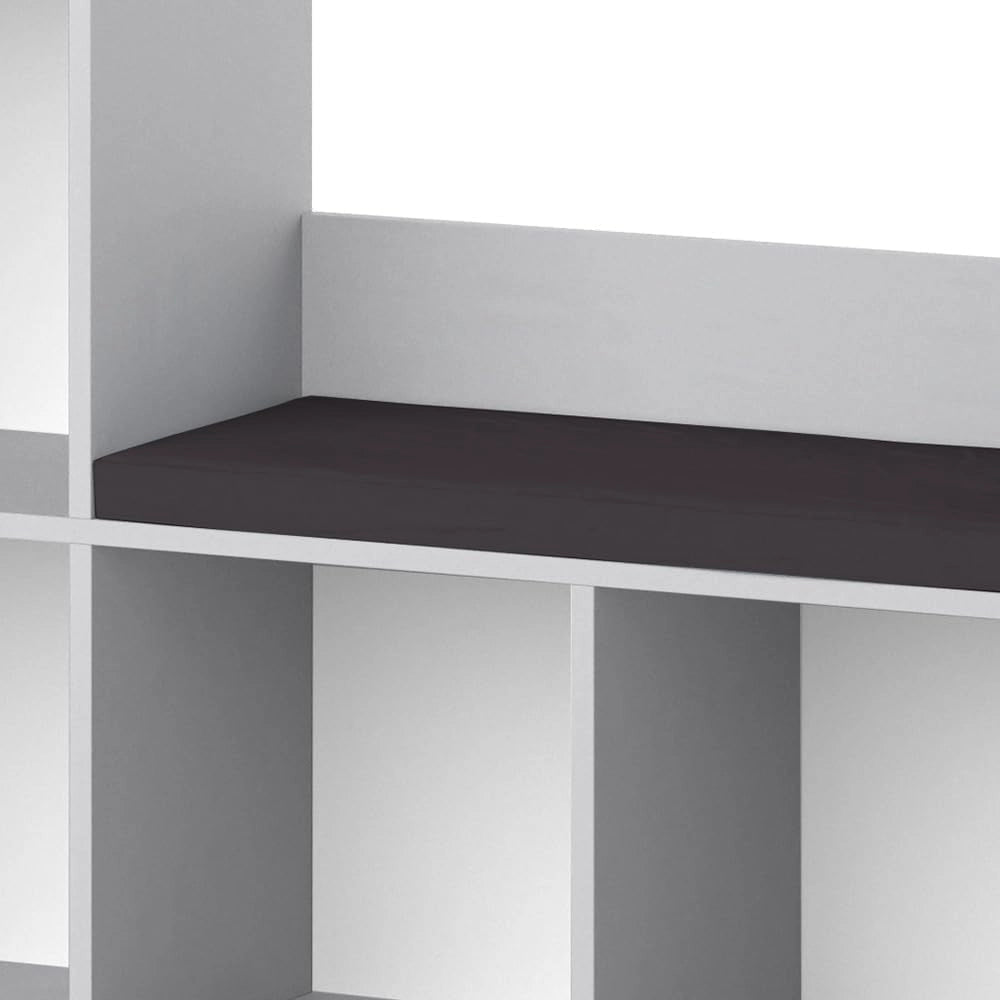 Scaffale per bambini Luigi, Grigio, 107.2 x 88.6 cm, con seduta imbottita e quattro ripiani aperti