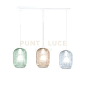 SOSPENSIONE BIANCO 3 LUCI RETTANGOLARE VETRI AM + VE + BL 1181BI-S3 R-MC