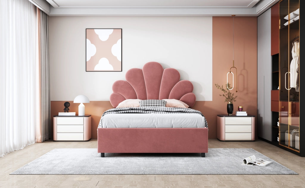 letto imbottito velluto rosa 90 x 200 cm