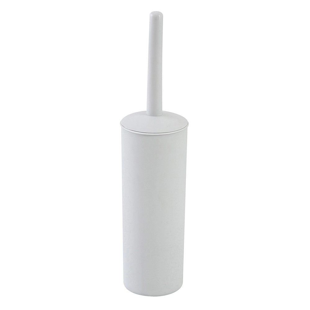 Portascopino wc da appoggio tondo bianco in plastica con scopino