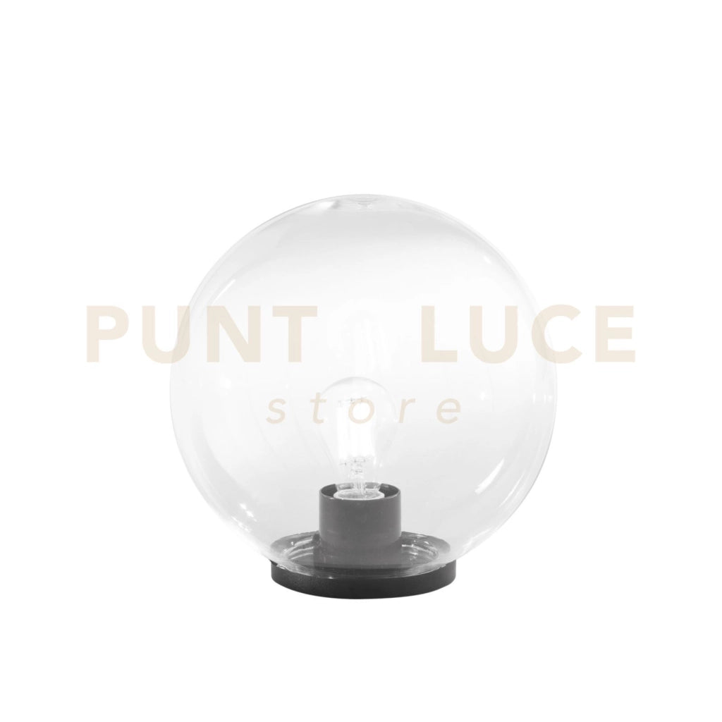 LUMETTO POLLY SFERA TRASPARENTE MONTATURA NERA 1 LUCE ATTACCO E27 IP44 30X31CM