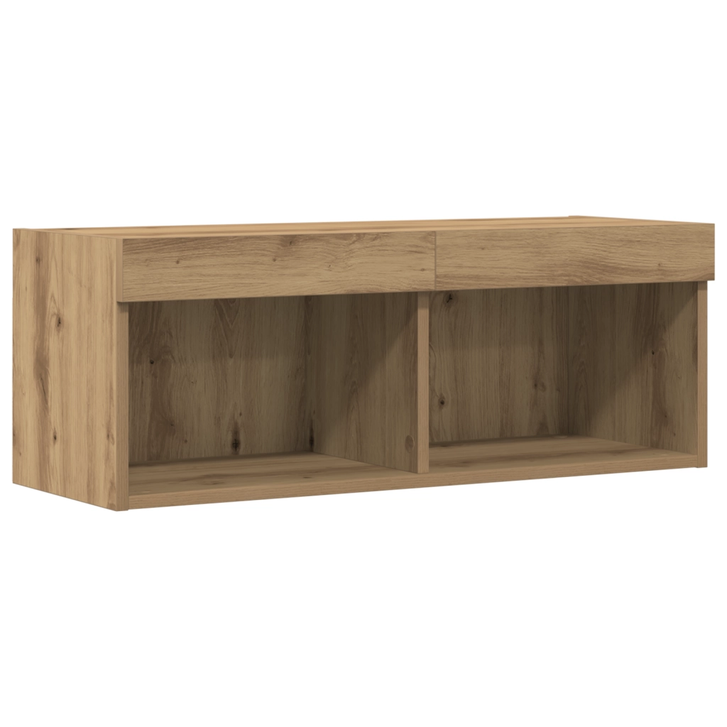 Armadi da muro per TV  con luci LED 2 pezzi Rovere Artigianale 80x30x30 cm