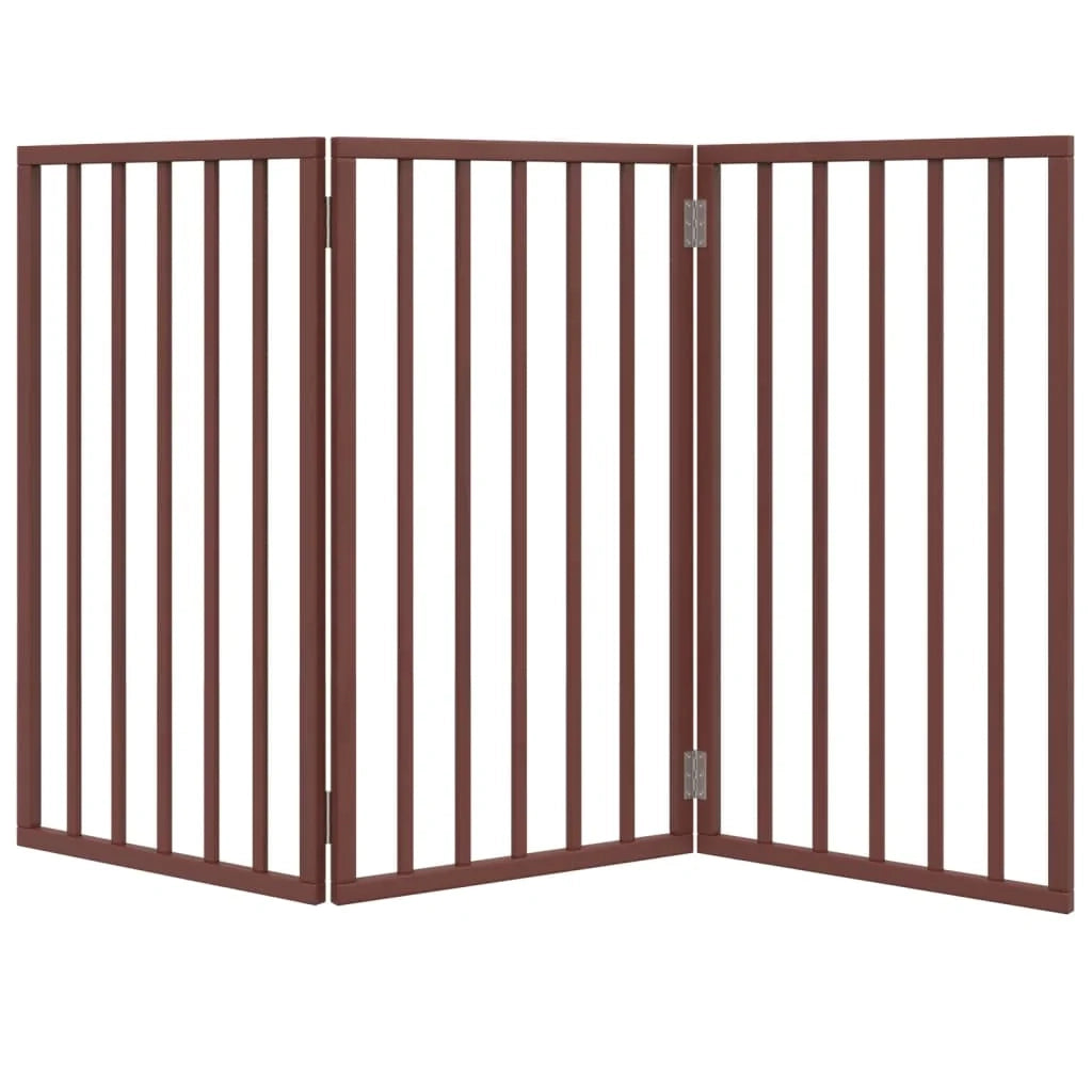 Cancelletto di sicurezza pieghevole per cani a 3 pannelli 150 cm legno di pioppo marrone 02_0023067