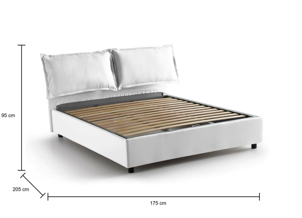 Letto Matrimoniale Anjin, Letto Matrimoniale Sfoderabile Made in Italy, Bianco