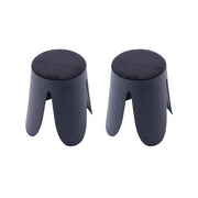 Set 2 sgabelli impilabili in bouclé, blu navy