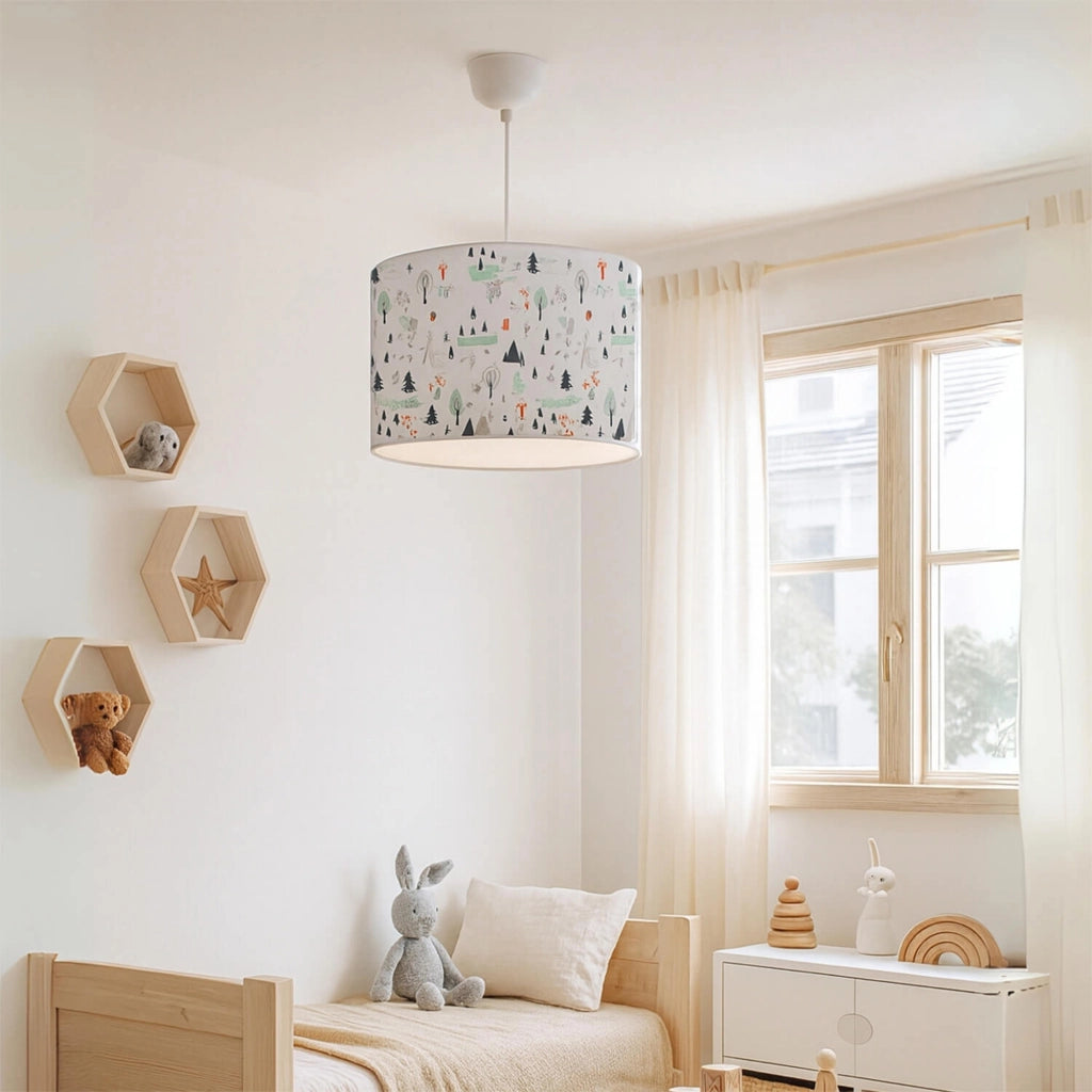 Lampada a Sospensione Rugby per Cameretta Paralume Bianco Design Alberi lux.pro