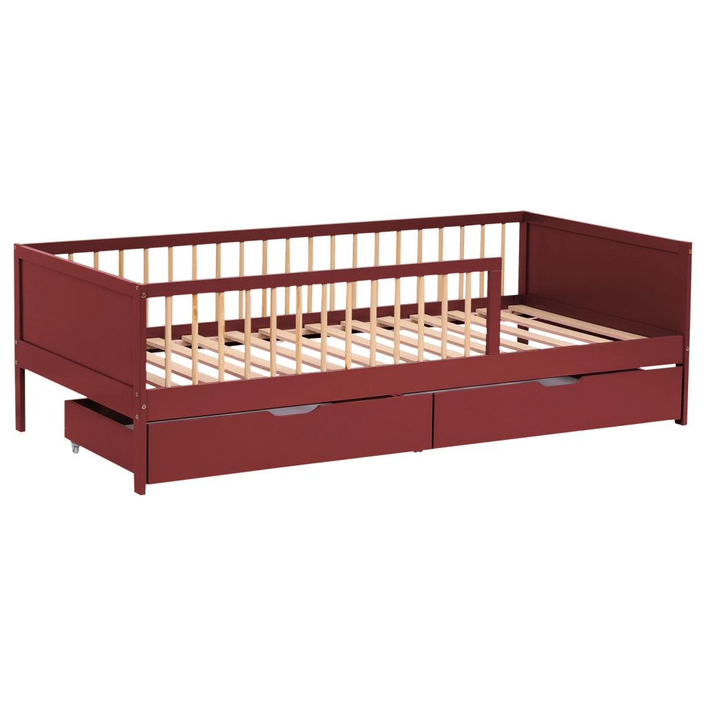 Letto per bambini 190x90cm in terracotta con cassetti ADAM