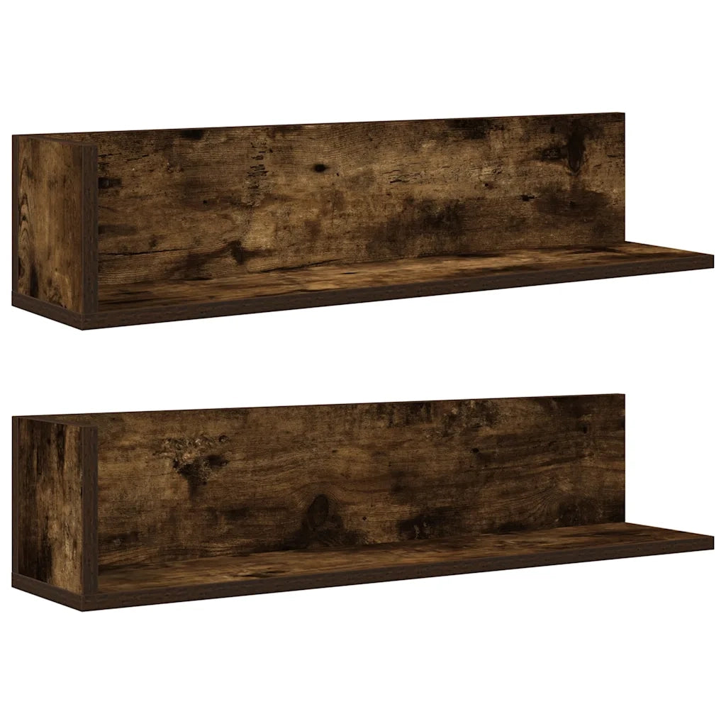 vidaXL Mensole da Parete 2pz Rovere Fumo 75x16,5x16,5 cm in Truciolato