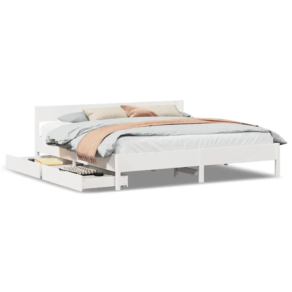 Letto matrimoniale | Letto per adulti | Giroletto senza Materasso Bianco 200x200 cm Legno Massello Pino