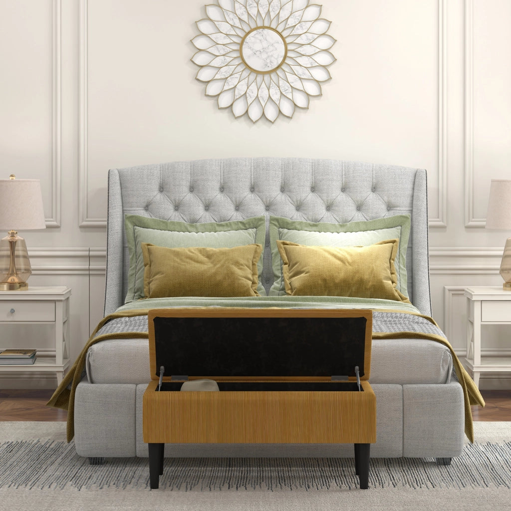 EasyComfort Panca Fondoletto in Poliestere e Legno per Camera da Letto e Ingresso, 95x38x45 cm, Arancione