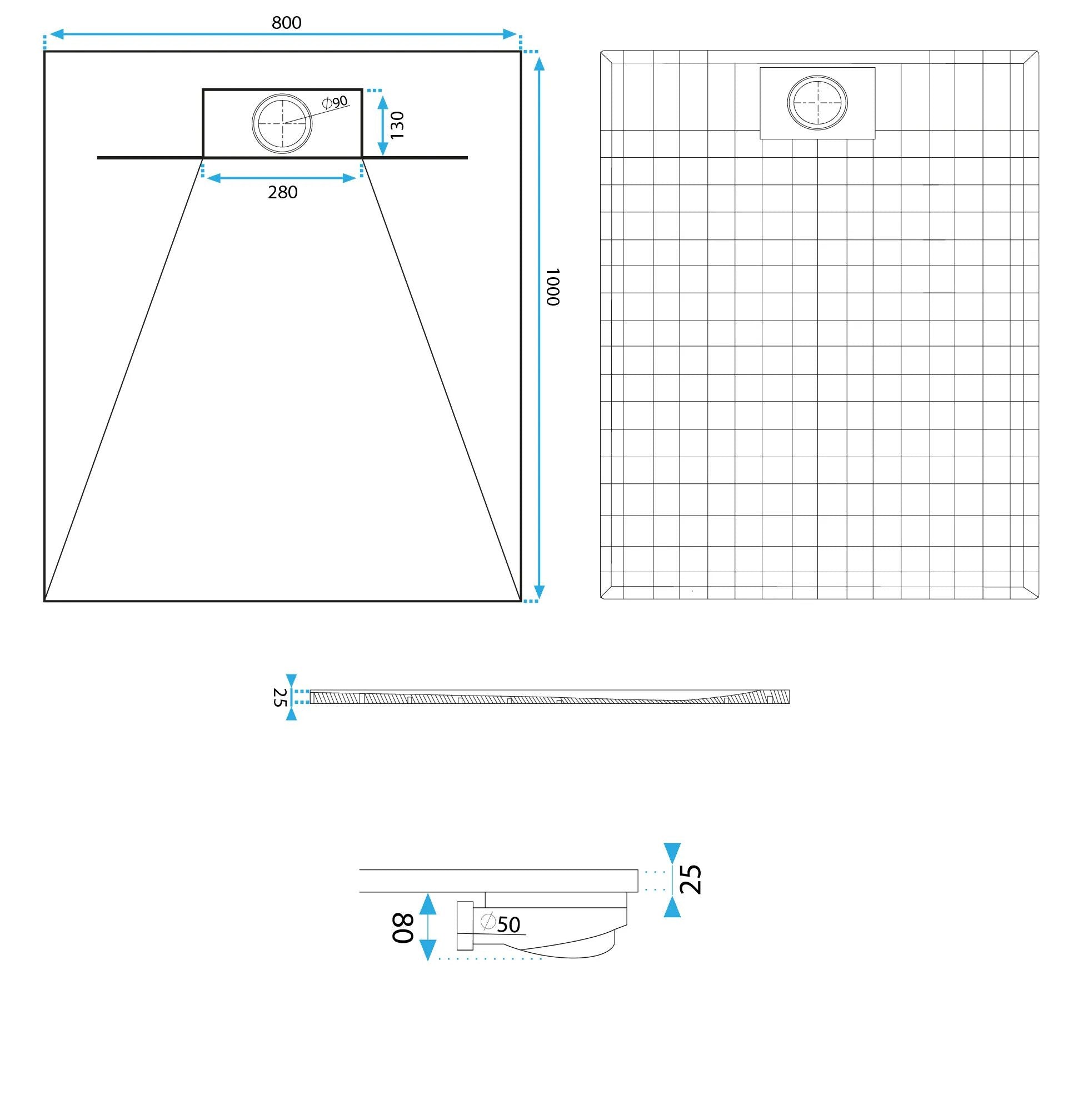 Piatto Doccia Bazalt Carrara White 80x100