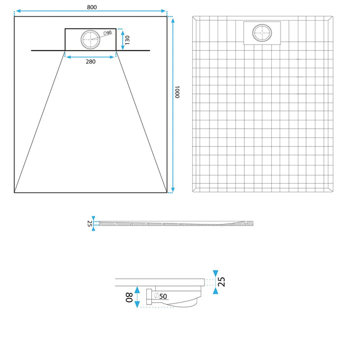 Piatto Doccia Bazalt Carrara White 80x100