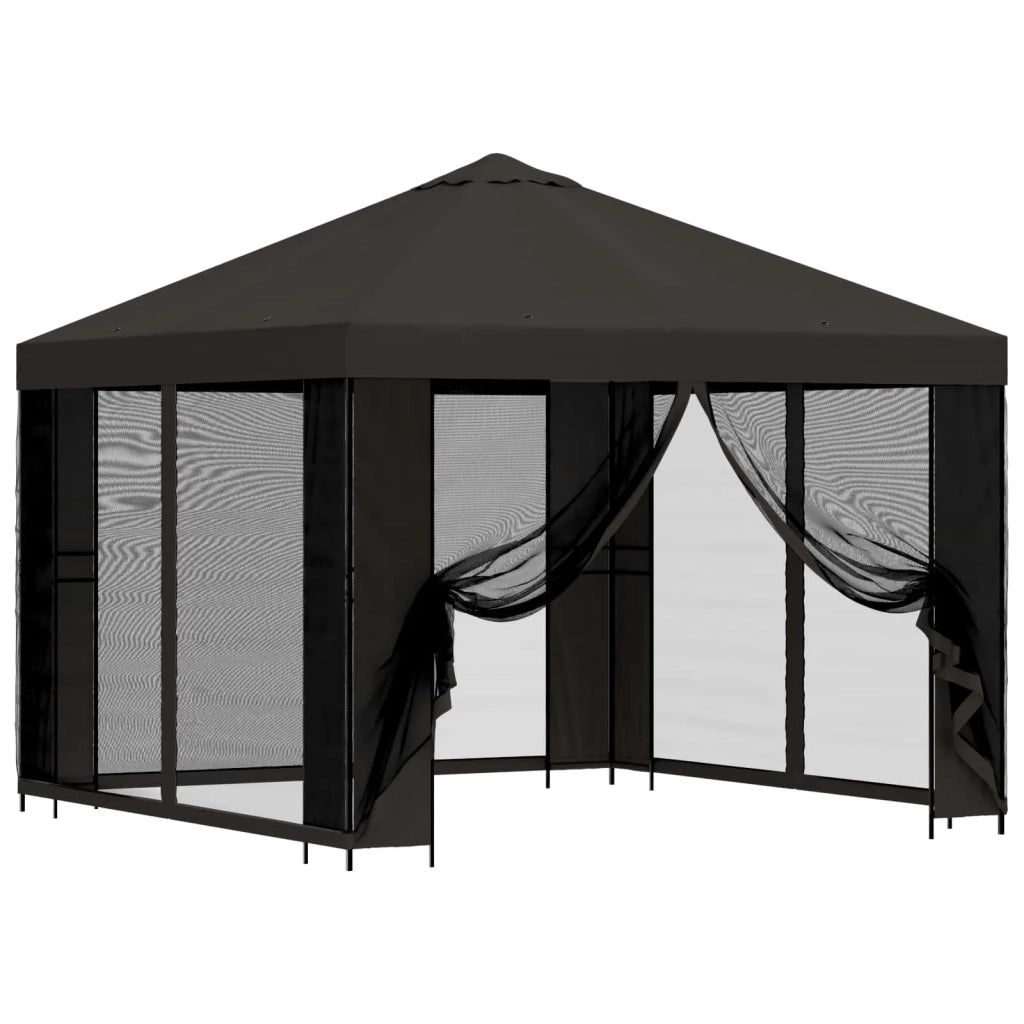 Gazebo da giardino con pareti laterali 3 x 3 m Antracite