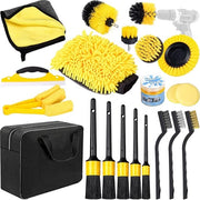 Kit di pulizia completo per auto - 20 pezzi - Kit di manutenzione per auto interno e esterno - Inclusi set di spazzole, spugne e gel di pulizia - Con borsa pratica - Ideale per la pulizia approfondita dell'auto - Dettaglio auto