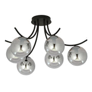 Lampadario Emibig Boston 6xE14 nero grafite vetro moderno