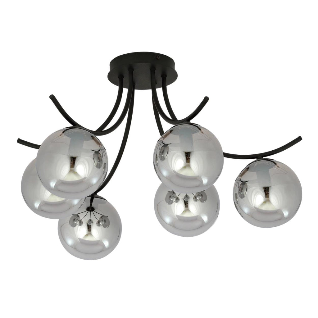 Lampadario Emibig Boston 6xE14 nero grafite vetro moderno