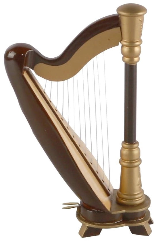 Miniatura Arpa 14cm - Strumento Musicale Decorativo - Costruzione in Legno - Standard per Esposizione - Scatola Regalo - Visione Artistica - Decorazione