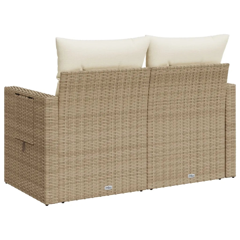 Divano da Giardino con Cuscini a 2 Posti-Sofa da Giardino-Divano da esterno Beige in Polyrattan 892313