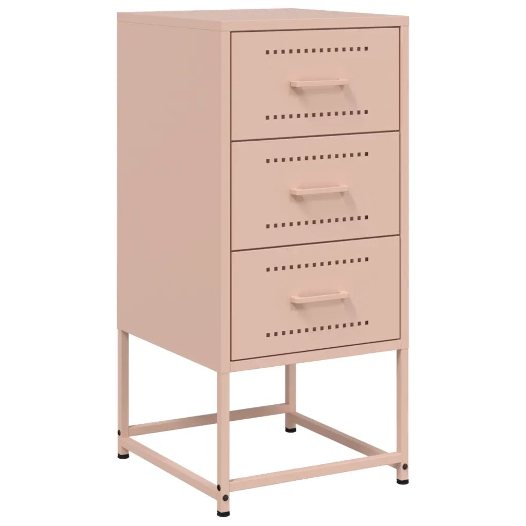 Set di 2 Comodini | Armadio da Notte | Mobiletto da notte Rosa 36x39x78 cm in Acciaio