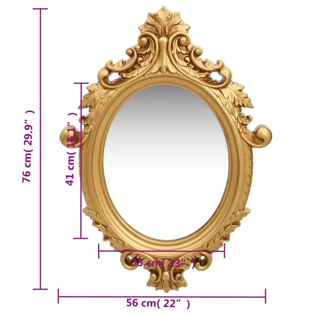 Specchio da Parete Stile Castello 56x76 cm Oro 320357
