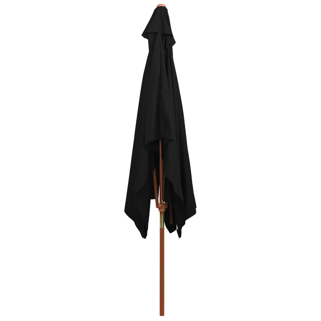Ombrellone da esterno con palo 200 x 300 cm legno nero 02_0008258