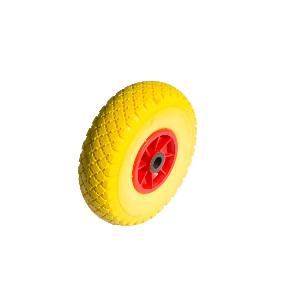 Ruota gialla antiforatura pu piena carriole carrelli cerchio in plastica 260x85