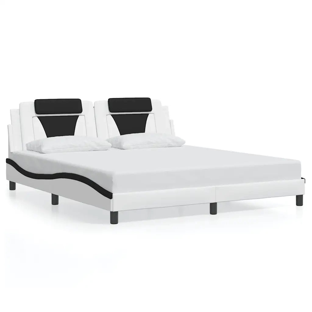 Giroletto Viana senza Materasso Bianco e Nero 180x200 cm in Similpelle