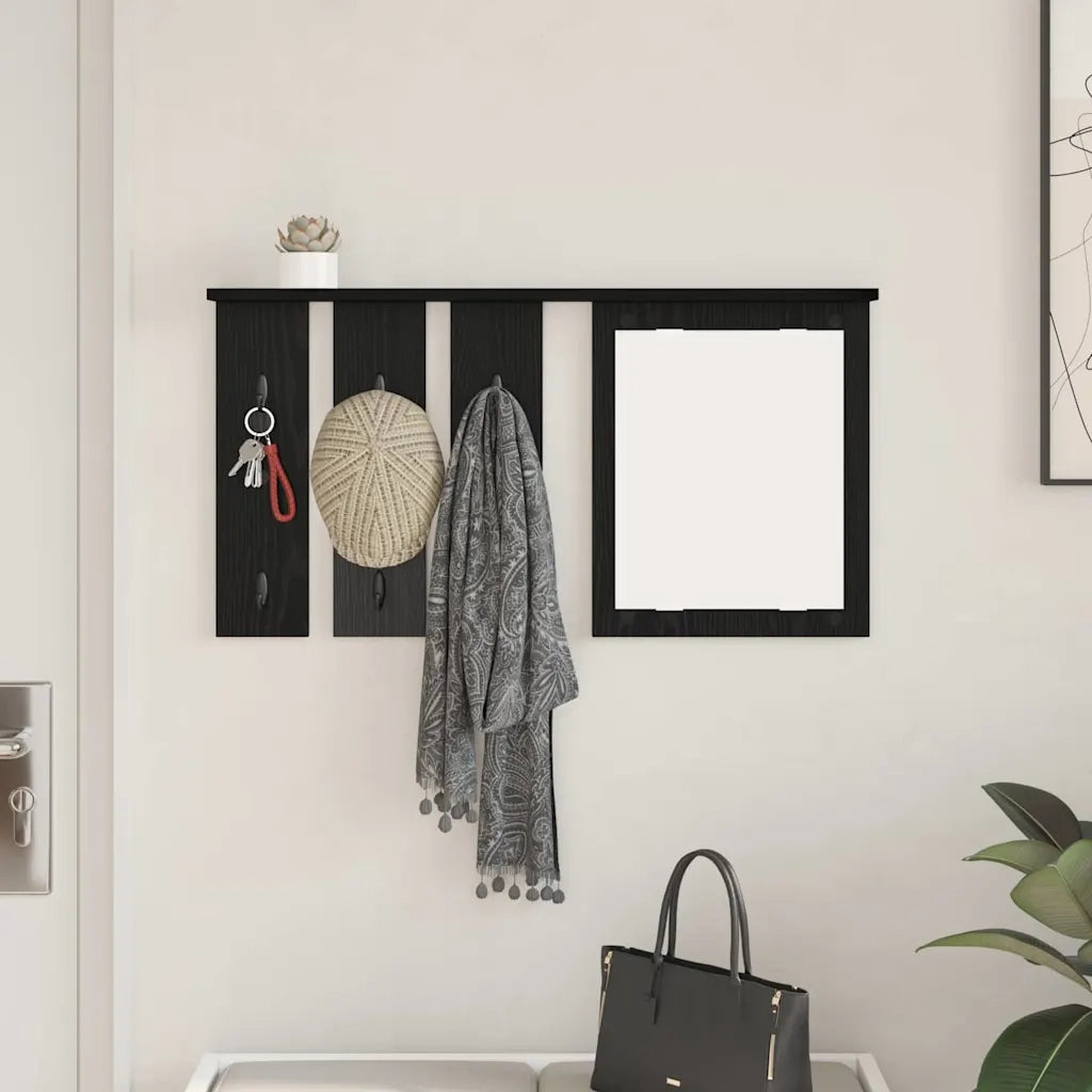 vidaXL Appendiabiti a muro con lo scaffale Rovere nero 85 x 10 x 45 cm